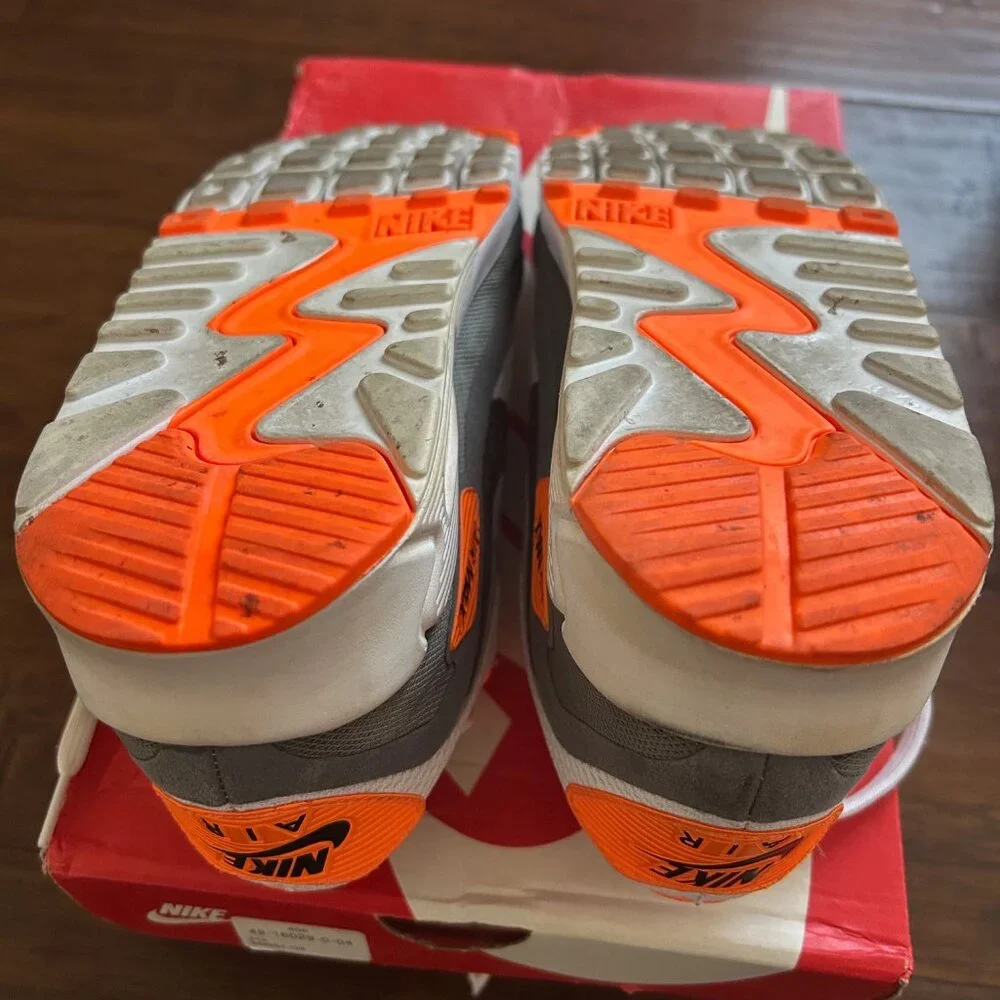 Nike Air Max 90 BR Breathe mens size 9 wolf grey and orange 644204-108 w/ box - Picture 9 of 11